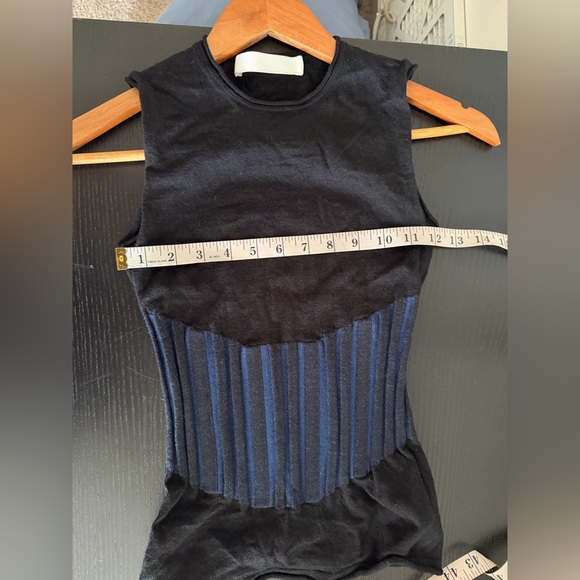 DION LEE Designer Blue/Black Two Tone Bone Corset Wool Blend Tank Top size 4 - Picture 10 of 12